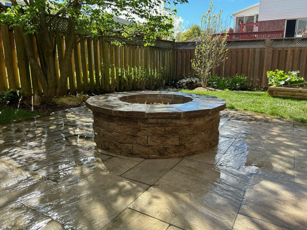 Custom stone fire pit design and build Guelph and Kitchener